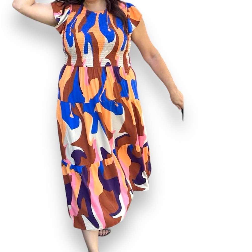 Women’s Multicolor Abstract Print Midi Dress LulaRoe
